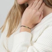 A Mother's Love Birthstone Bracelet - Black String [18K Gold Vermeil]