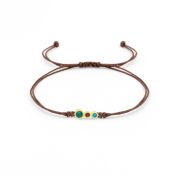 A Mother's Love Birthstone Bracelet - Brown String [18K Gold Vermeil]