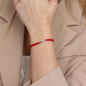 A Mother's Love Birthstone Bracelet - Wide Red String [Sterling Silver]