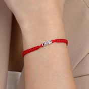 A Mother's Love Birthstone Bracelet - Wide Red String [Sterling Silver]