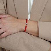 A Mother's Love Birthstone Bracelet - Wide Red String [Sterling Silver]