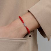 A Mother's Love Birthstone Bracelet - Wide Red String [Sterling Silver]