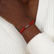 A Mother's Love Birthstone Bracelet - Wide Red String [Sterling Silver]