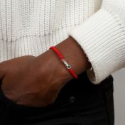 A Mother's Love Birthstone Bracelet - Wide Red String [Sterling Silver]