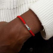 A Mother's Love Birthstone Bracelet - Wide Red String [Sterling Silver]