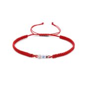 A Mother's Love Birthstone Bracelet - Wide Red String [Sterling Silver]