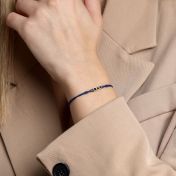 A Mother's Love Diamond Bracelet - Blue String [Black Diamonds / 14 Karat Gold] - 1 Large Black Diamond + 4 Small Diamonds