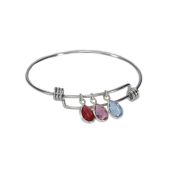 Pulsera Ajustable con Piedras de nacimiento Lluvia Mágica [Plata de Ley]