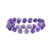 Bracelet Améthyste Double avec Prénoms [Argent 925]