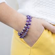 Bracelet Améthyste Double avec Prénoms [Argent 925]