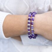 Bracelet Améthyste Double avec Prénoms [Argent 925]