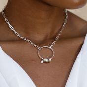 Arya Cirkel Naam Ketting met Diamant [Sterling Zilver]