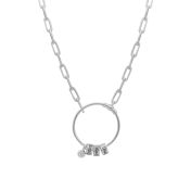 Arya Cirkel Naam Ketting met Diamant [Sterling Zilver]