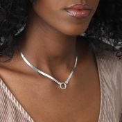 Arya Herringbone Necklace [Sterling Silver] - with Initials