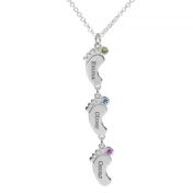 Collana Sentiero di Famiglia con Nome e Pietra di Nascita [Argento 925]