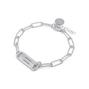Schakel Ketting Balk Gegraveerde Armband [Sterling Zilver]