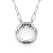 Collana con Nome a Catena a Maglie del Cerchio Familiare Grande con Diamante [Argento 925]