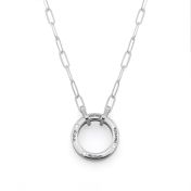 Collana con Nome a Catena a Maglie del Cerchio Familiare Grande con Diamante [Argento 925]