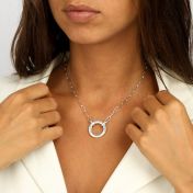 Collier Trombone Grand Cercle de Famille avec Prénoms - Argent