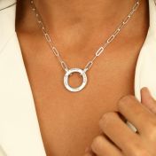 Collier Trombone Grand Cercle de Famille avec Prénoms - Argent
