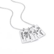 Mirella Geburtsblume Kette mit Gravur [Sterlingsilber]