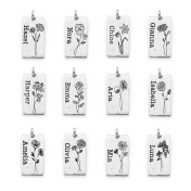 Mirella Geburtsblume Kette mit Gravur [Sterlingsilber]
