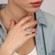 Mirella Geburtsblume Kette mit Gravur [Sterlingsilber]