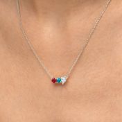 Talisa Stars Teardrop Birthstone Necklace [Sterling Silver]