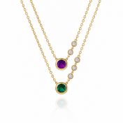 Beloved Birthstone Circle Necklace with Diamonds [18K Gold Vermeil]