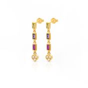 Deslumbrantes Pendientes de Corazón con Piedras de Nacimiento [Bañados en Oro de 18K]