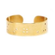 Wide Inspiration Braille Cuff - 14k Gold Plated