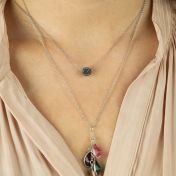 Collana Sfera Luccicante Nera [Argento 925]