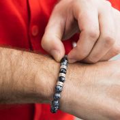 Namensarmband aus Schneeflocken Obsidian für Herren