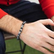 Namensarmband aus Schneeflocken Obsidian für Herren