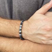 Namensarmband aus Schneeflocken Obsidian für Herren