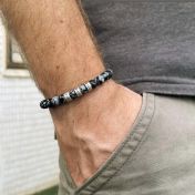 Namensarmband aus Schneeflocken Obsidian für Herren