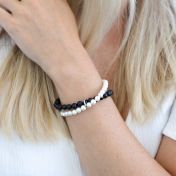 Pulsera Clásica Cruzando Caminos de Perlas y Ónix [Plata de Ley]