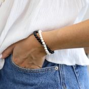Pulsera Clásica Cruzando Caminos de Perlas y Ónix [Plata de Ley]