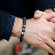 Bracelet Pierre de Lave avec Prénoms pour Homme