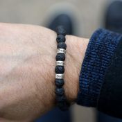 Bracelet Pierre de Lave avec Prénoms pour Homme