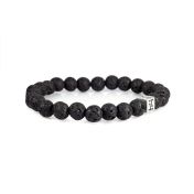 Signatur Armband aus Schwarzem Lavastein für Herren - Sterlingsilber