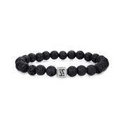 Signatur Armband aus Schwarzem Lavastein für Herren - Sterlingsilber