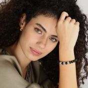 Namensarmband aus schwarzem Onyx mit Kristallen für Damen [Sterlingsilber]