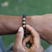 Bracciale da Uomo con Nome in Onice Nero Serene - Oro 18 Carati Vermeil