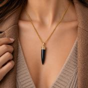 Collier Prénom en Onyx Noir pour Femme - Vermeil 18ct