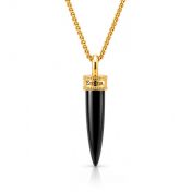 Collier Prénom en Onyx Noir pour Femme - Vermeil 18ct