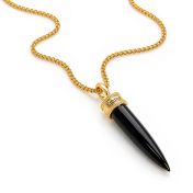 Collier Prénom en Onyx Noir pour Femme - Vermeil 18ct
