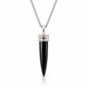 Black Onyx Women Name Necklace [Silver]