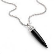 Black Onyx Women Name Necklace [Silver]
