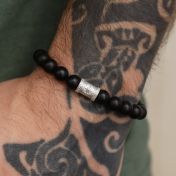 Bracelet Onyx Noir avec Boussole pour Homme